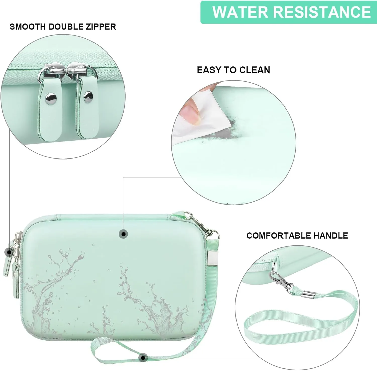Hard Carrying Case for KODAK Mini 2 Retro 4PASS Portable Photo Printer, Instant Printer Travel Storage Holder with Zipper Mesh Pocket for USB Cable and Other Accessories, Green