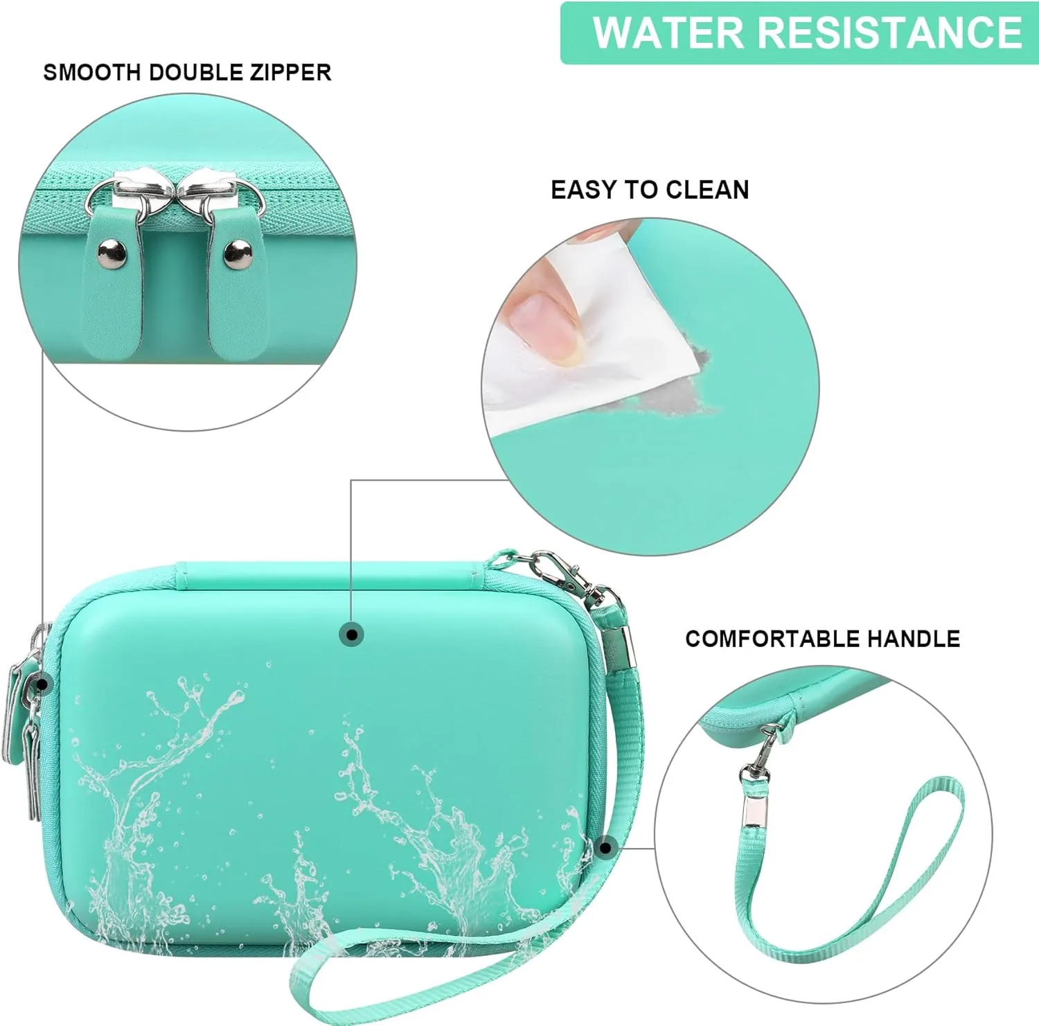 Hard Carrying Case for KODAK Mini 2 Retro 4PASS Portable Photo Printer, Instant Printer Travel Storage Holder with Zipper Mesh Pocket for USB Cable and Other Accessories, Green