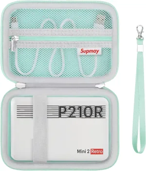 Hard Carrying Case for KODAK Mini 2 Retro 4PASS Portable Photo Printer, Instant Printer Travel Storage Holder with Zipper Mesh Pocket for USB Cable and Other Accessories, Green