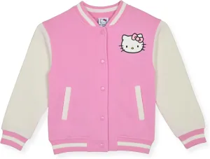 Hello Kitty Girls Varsity Jacket - Button Front Letterman Girls Bomber Jacket for Kids
