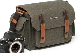 [Herringbone] DSLR / Mirrorless Camera Messenger Bag Papas Pocket Medium Olive H1209