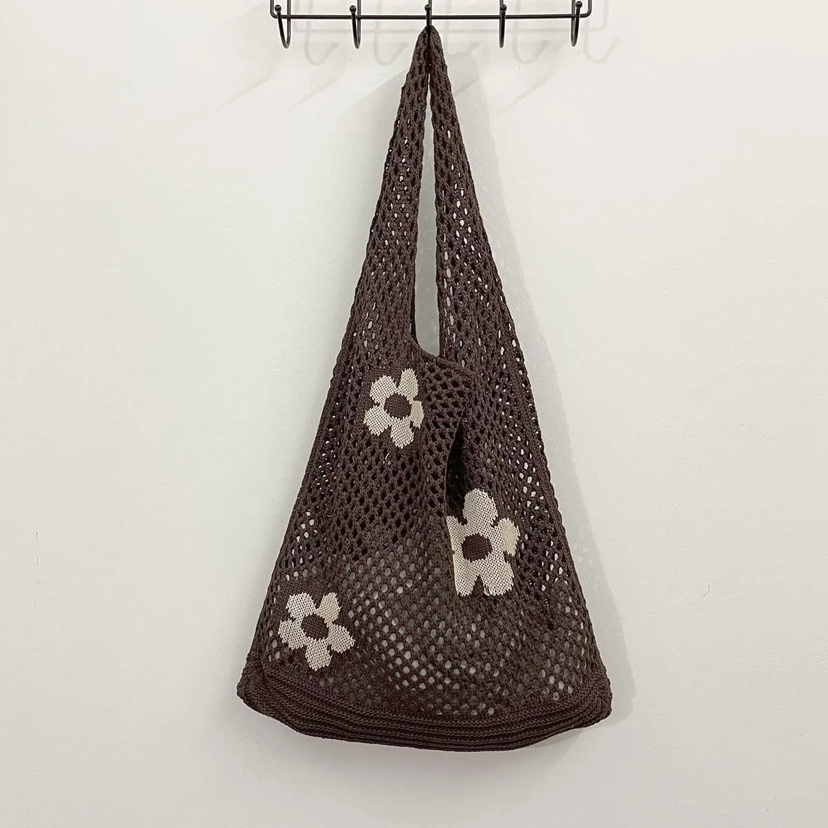 Hobo Tote Bag for Women - Contrast Color, Large Capacity, Knitted, Trendy