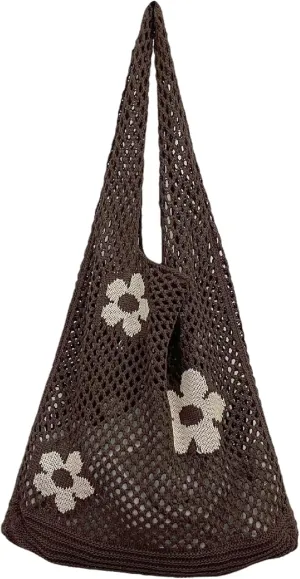 Hobo Tote Bag for Women - Contrast Color, Large Capacity, Knitted, Trendy