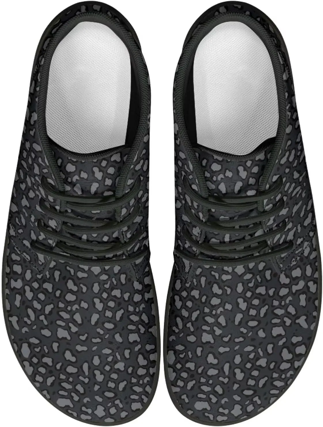 Howilath Zebra Print Barefoot Shoes Men Waterproof Running Cross Training Shoe with Zero Drop Sole Low Zero Drop Sneaker