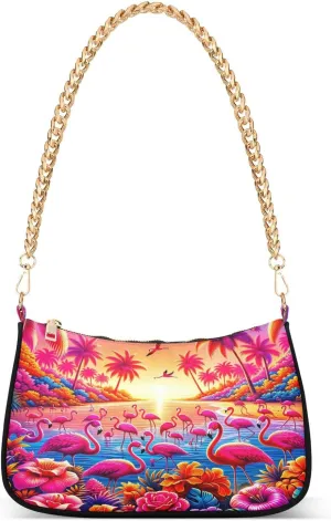 Hummingbirds Yellow Flowers Small Shoulder Purse, Purses Trendy