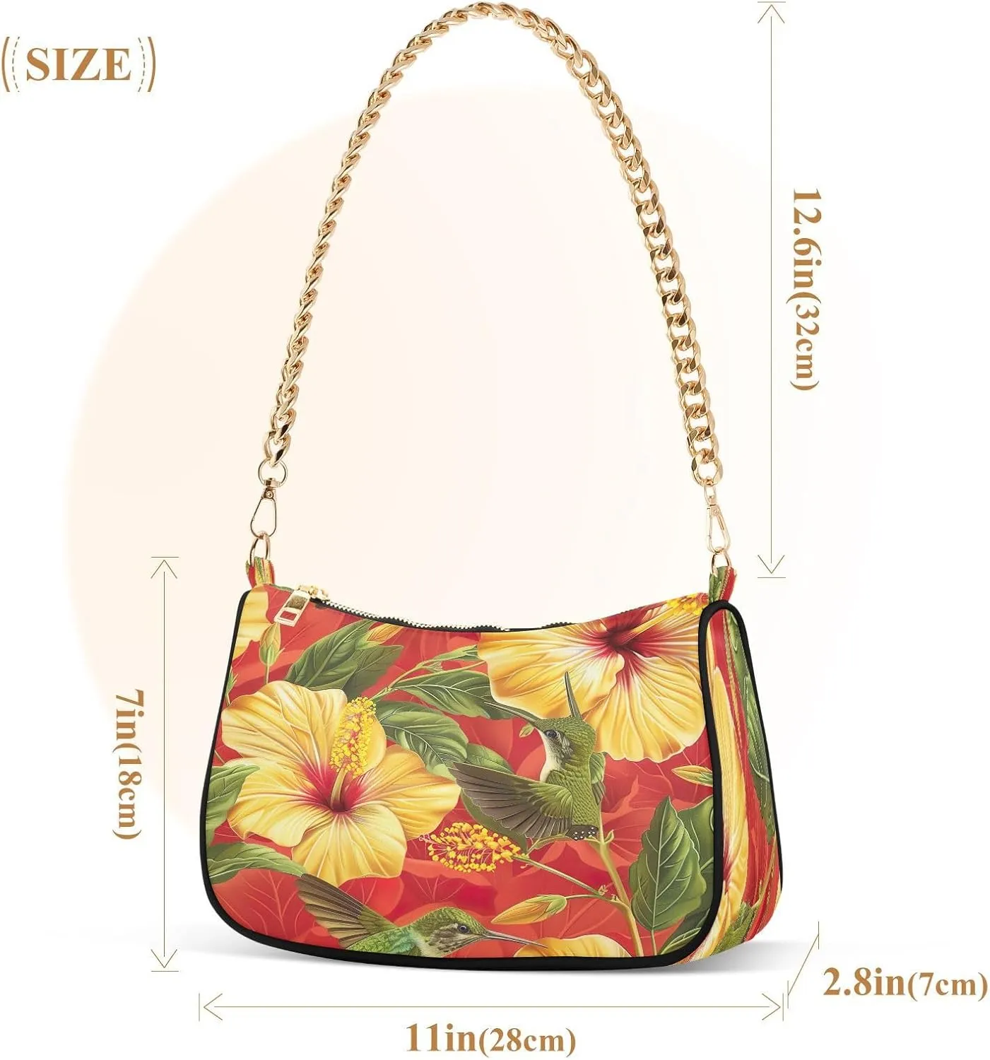 Hummingbirds Yellow Flowers Small Shoulder Purse, Purses Trendy