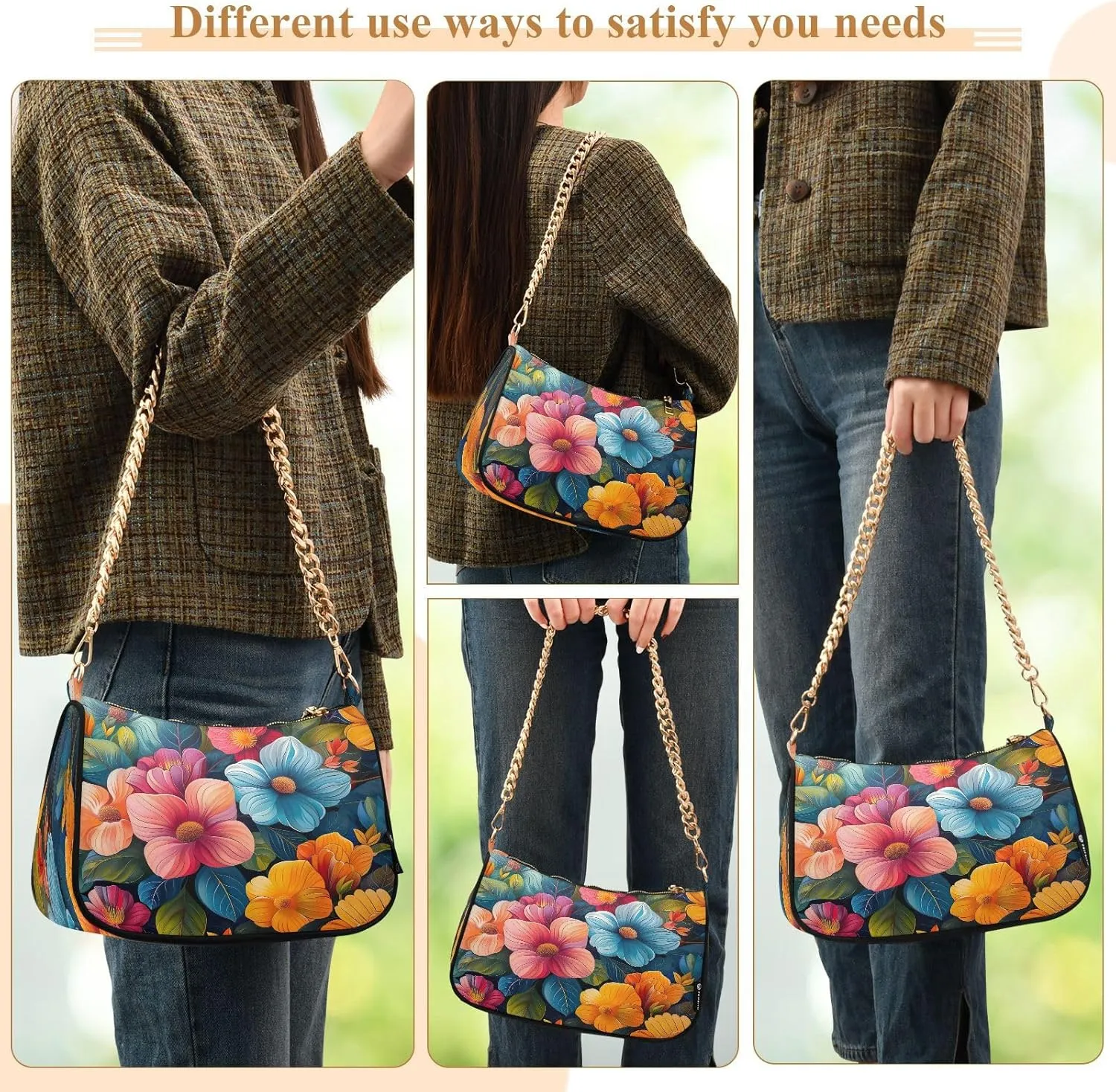 Hummingbirds Yellow Flowers Small Shoulder Purse, Purses Trendy
