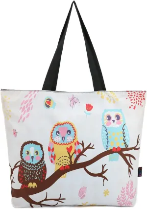 icolor Cute Owls Reusable Grocery Shopping Bag Tote Eco-friendly Handle case Bag Shopping Large shoulder bag Reusable Portable Storage HandBags Convenient Shoppers YGWD-32
