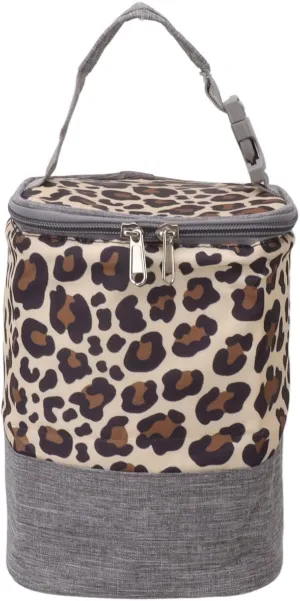 Insulated Portable Baby Bottle Bag Breastmilk Warmer Cooler 3L With Handle Travel (Leopard print)