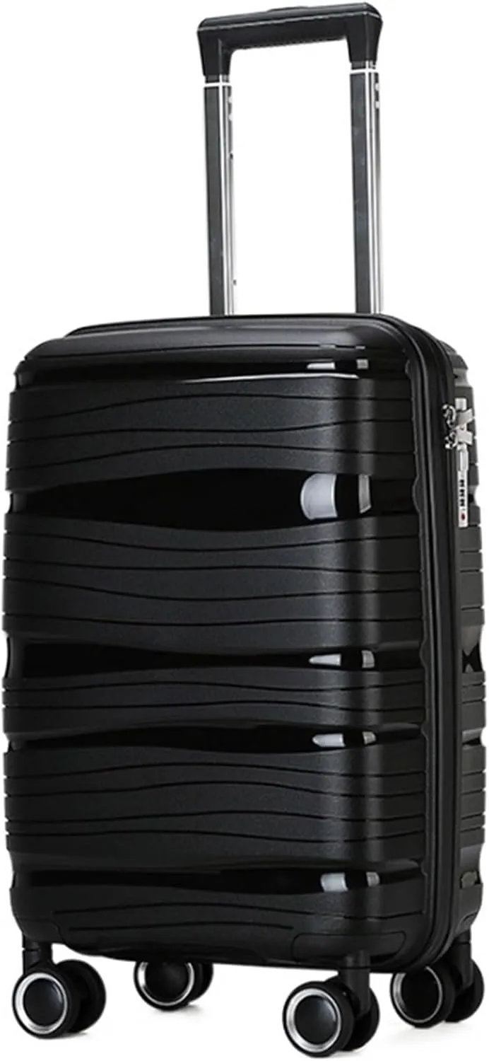 IRYZE Lightweight Suitcase Travel Suitcase With Spinner Wheels,Lightweight Ergonomic Handles, Traveling Suitcases Carry on Luggage (Color : Black, Size : 24inch)