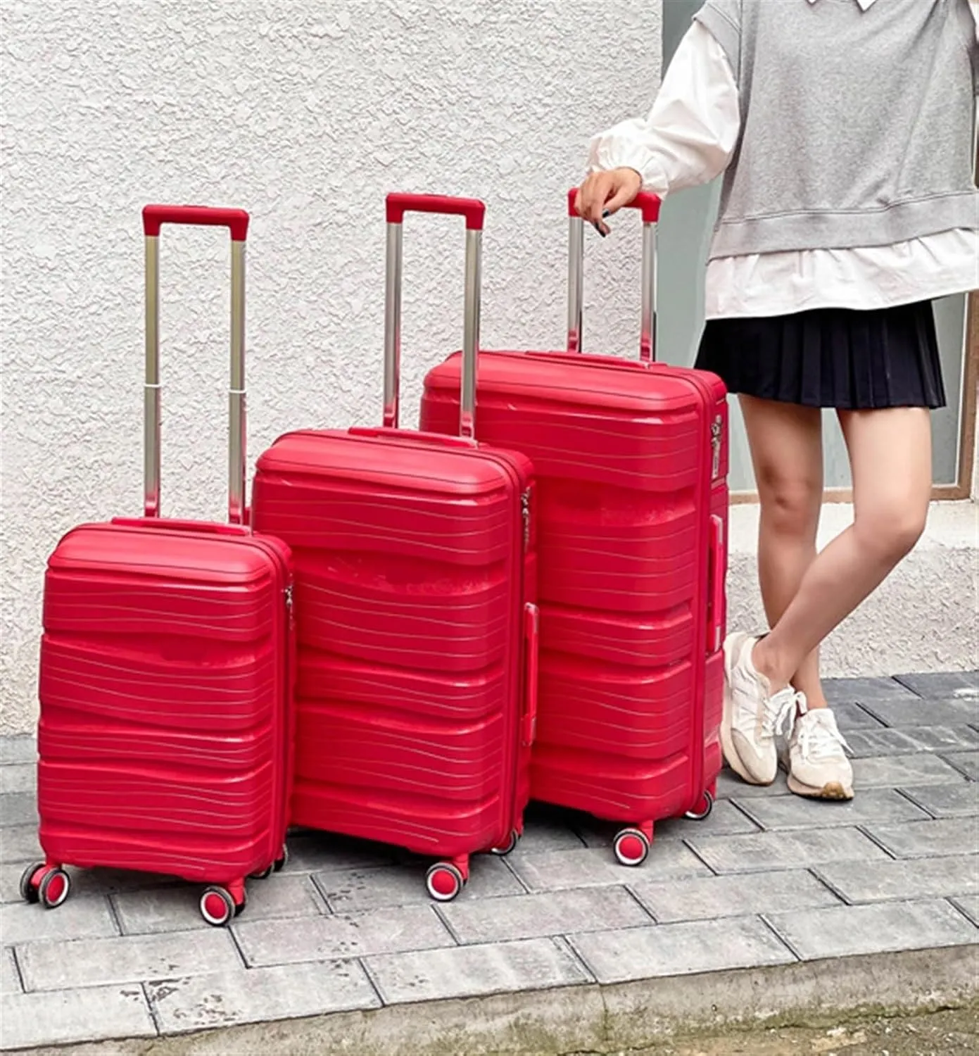 IRYZE Lightweight Suitcase Travel Suitcase With Spinner Wheels,Lightweight Ergonomic Handles, Traveling Suitcases Carry on Luggage (Color : Red, Size : 24inch)