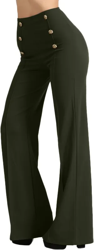 J. LOVNY Womens Sailor Bell Bottom High Waist Long Pants Made in USA S-3XL