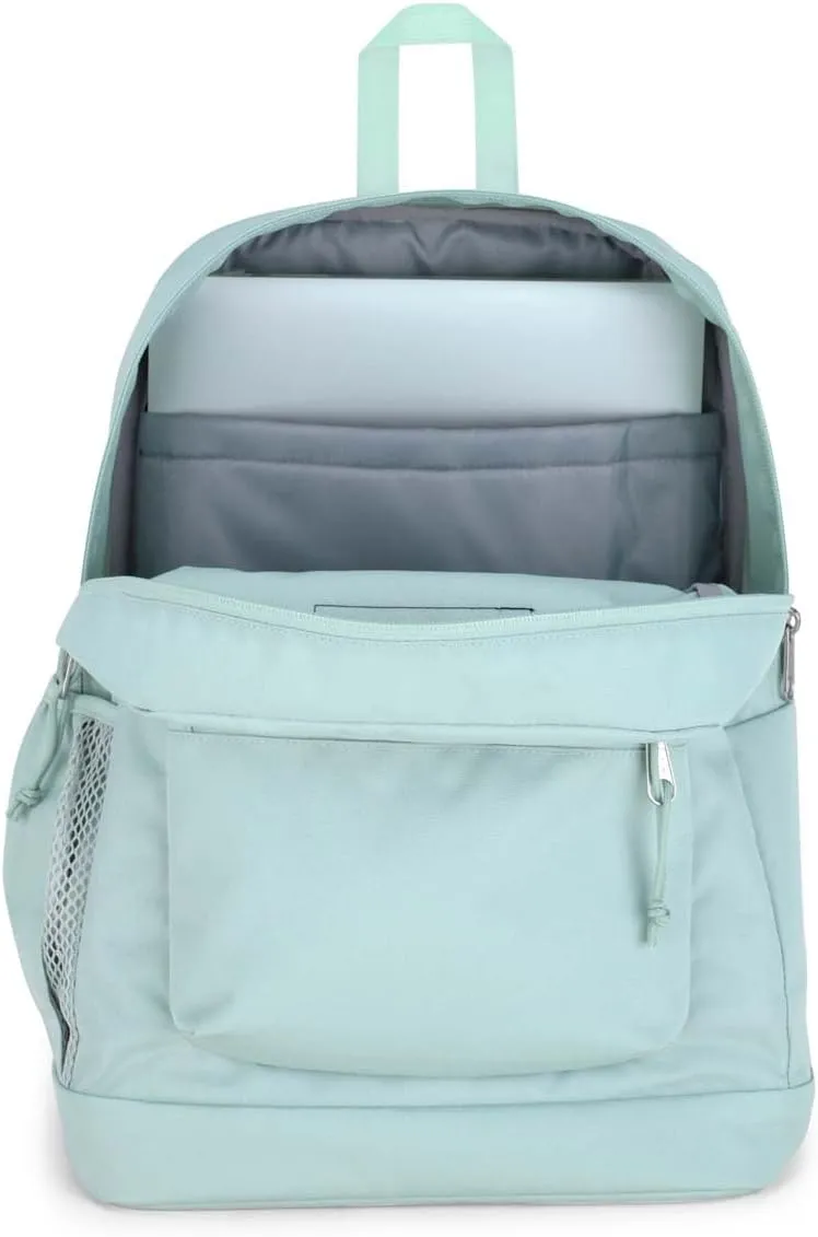 JanSport Cross Town Plus Backpack - Large Main Compartment, Side Water Bottle Pocket, 15-Inch Padded Laptop Sleeve - Fresh Mint