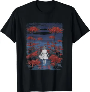 Japanese Spider Lily Tshirt Anime Aesthetic Flower Higanbana T-Shirt