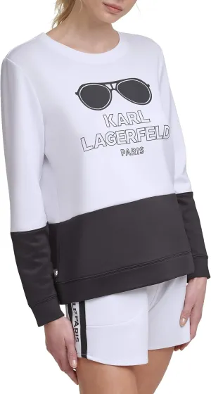Karl Lagerfeld Paris Women's Long Sleeve Graphic Crewneck Sweatshirt