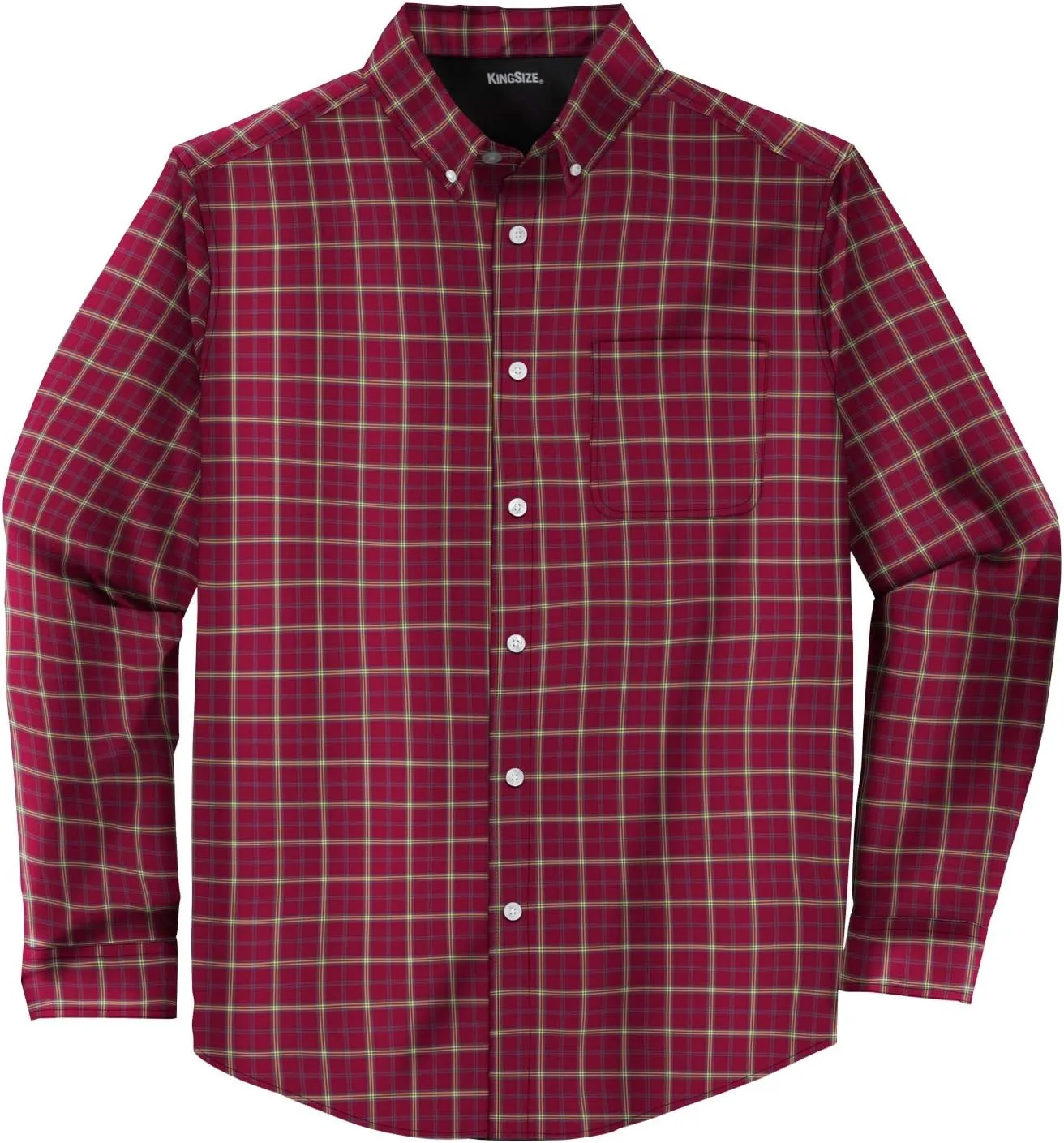 KingSize Men's Big & Tall Long Sleeve Wrinkle-Free Plaid Shirt