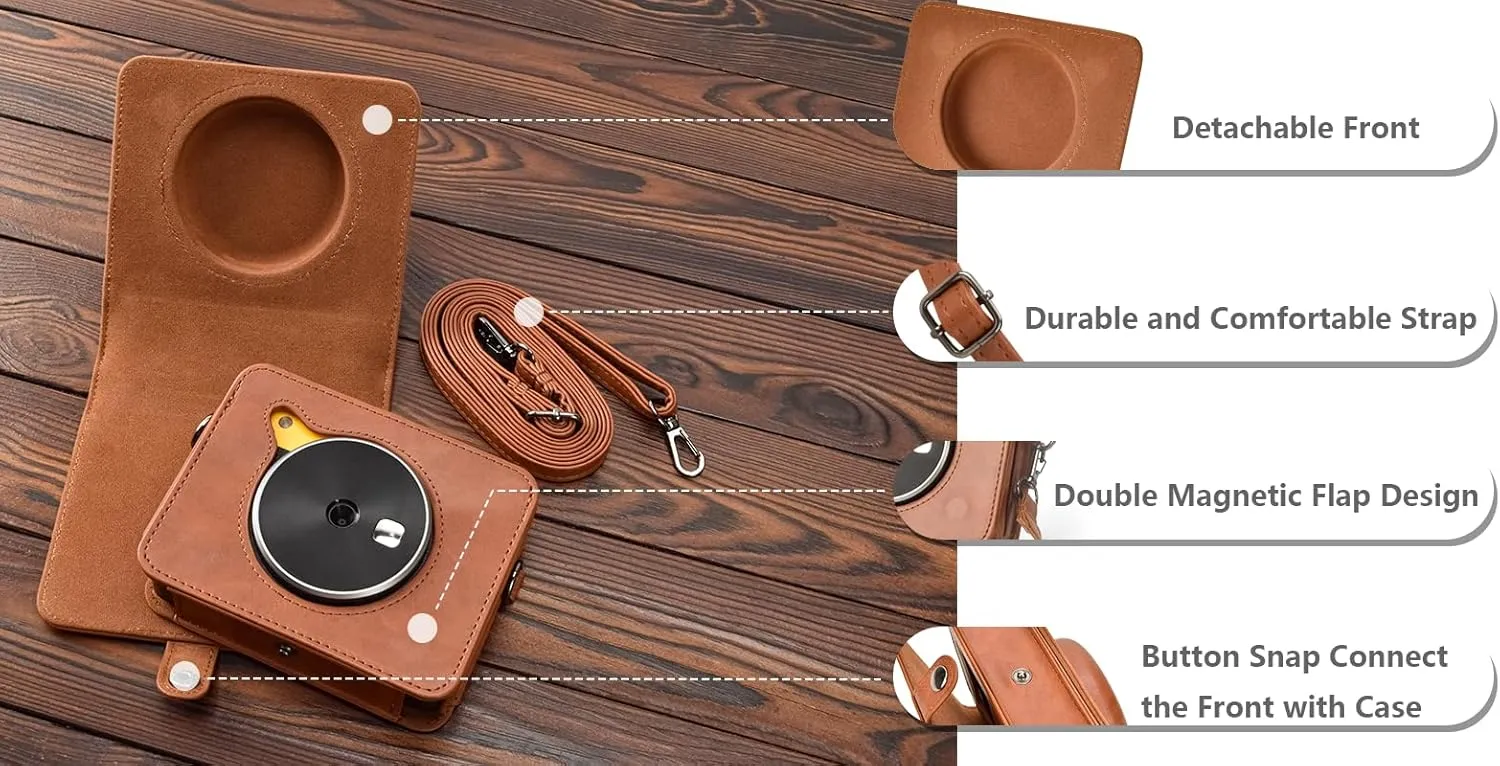 Kodak C300R Case, Protective Leather Case for Kodak Mini Shot 3 Retro, Kodak C300R Camera Case with Charging Interface - Brown