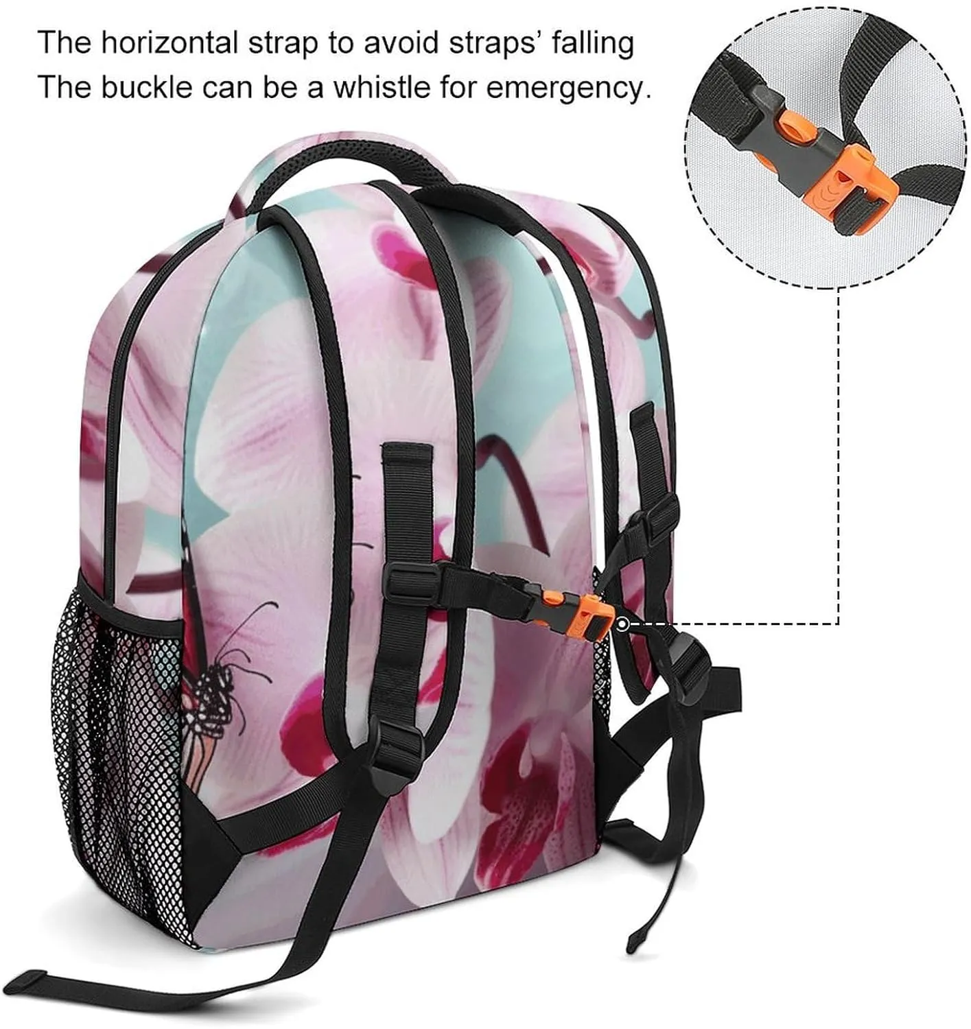 Laptop Backpack for Men Women Lightweight Daypack with Compartment Rucksack Orchid Flower Butterfly Soft Fresh Spring Laptop Bag