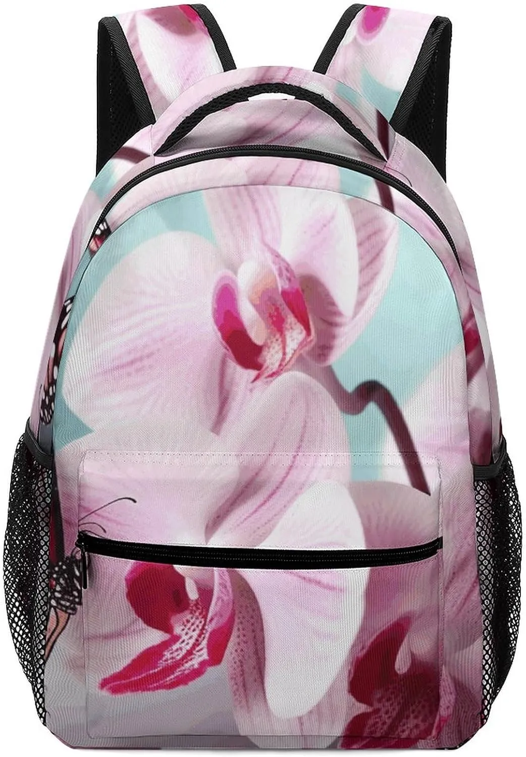 Laptop Backpack for Men Women Lightweight Daypack with Compartment Rucksack Orchid Flower Butterfly Soft Fresh Spring Laptop Bag