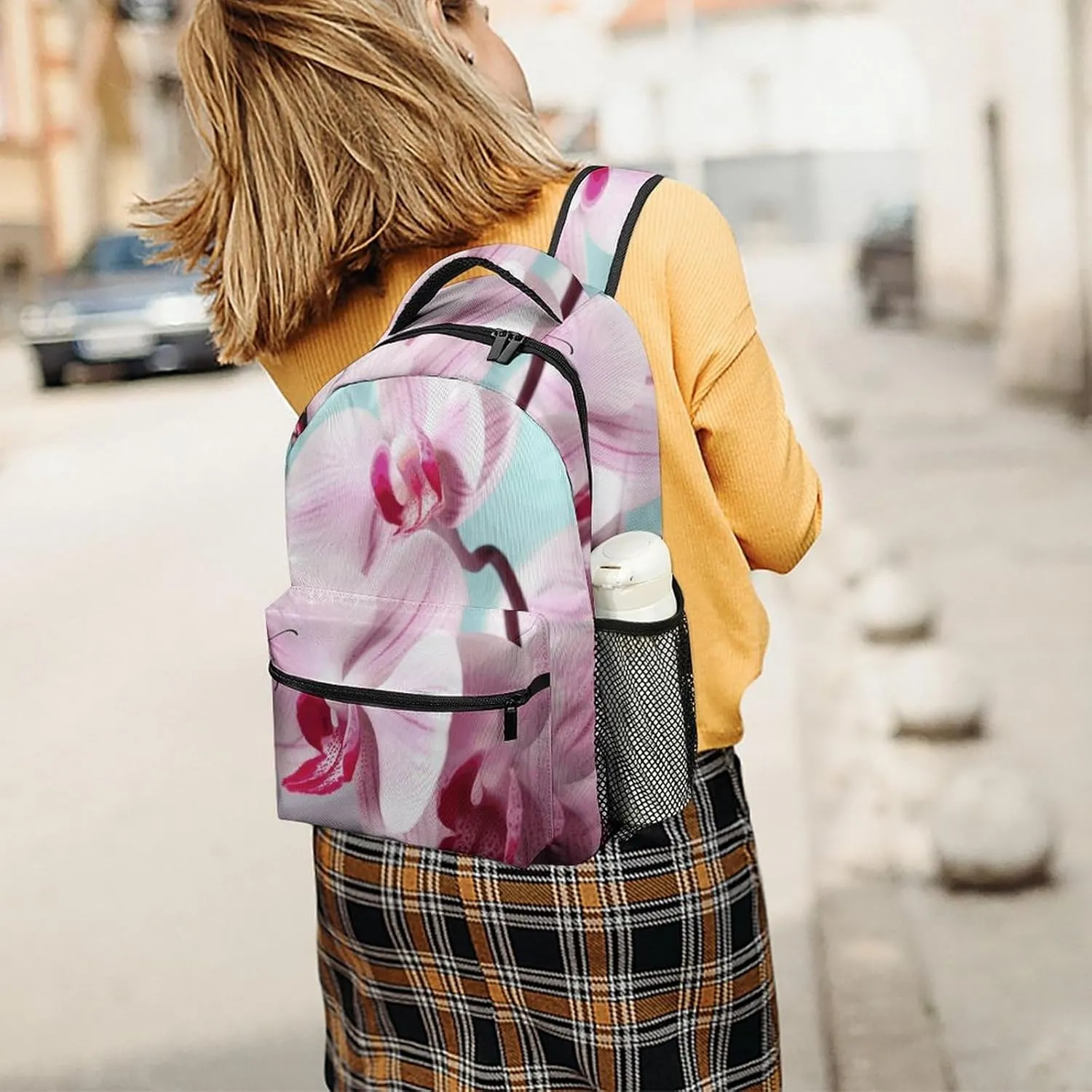 Laptop Backpack for Men Women Lightweight Daypack with Compartment Rucksack Orchid Flower Butterfly Soft Fresh Spring Laptop Bag
