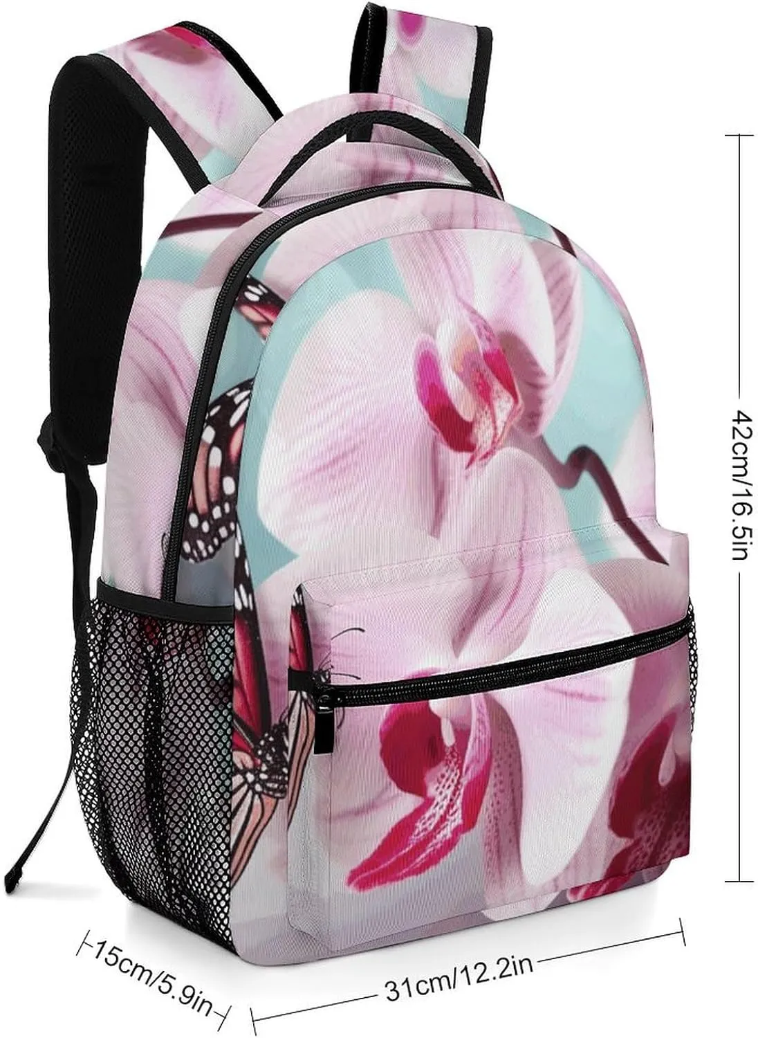 Laptop Backpack for Men Women Lightweight Daypack with Compartment Rucksack Orchid Flower Butterfly Soft Fresh Spring Laptop Bag
