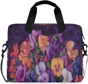 Laptop Bag for Women - Fits 16 inch with Laptop Compartment Carrying Messenger Sleeve with Strap Professional Fashion Travel Purse for Business Office Bag Fresh Flowers