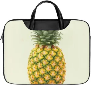Laptop Bag for Women Men 15.6 In Waterproof Leather Computer Bags Fresh Pineapple Laptop Tote Bag Lightweight Messenger Bag Casual Briefcase Handbag for Office, Work, White