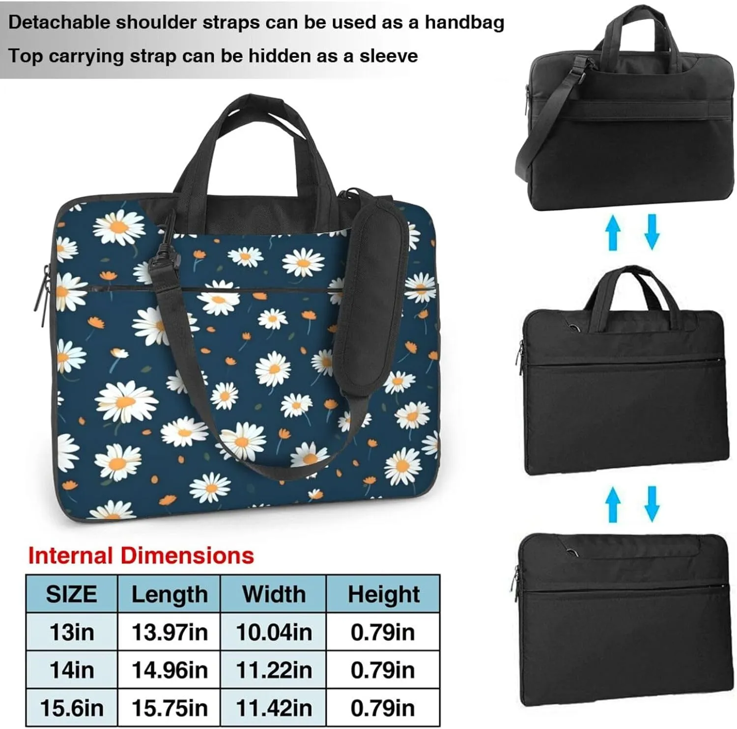 Laptop Bag Fresh Daisy Flowers Laptop Tote Bag Women Men Laptop Sleeve Case Lightweight Computer Bag Briefcase
