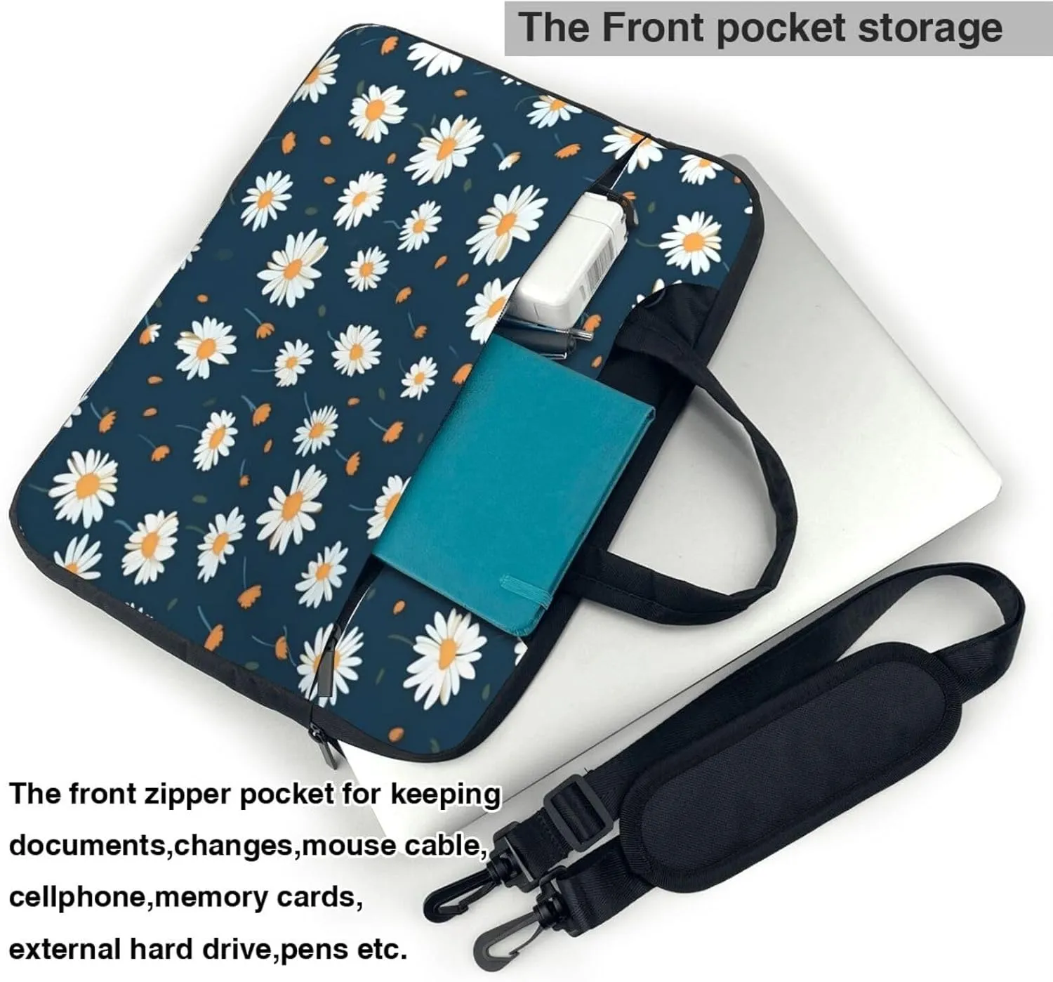 Laptop Bag Fresh Daisy Flowers Laptop Tote Bag Women Men Laptop Sleeve Case Lightweight Computer Bag Briefcase