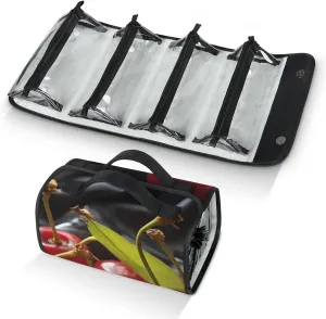 Large Capacity 4-in-1 Hanging Travel Toiletry Bag Storage Organizer With 4 Detachable Removable Zipper Clear Pouches Fresh Cherries