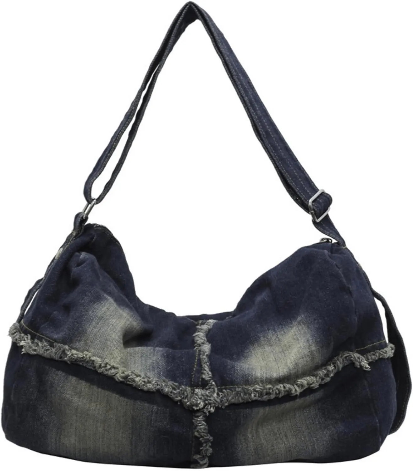 Large Denim Shoulder Bag for Women Trendy, Aesthetic Jean Bucket Pocketbook