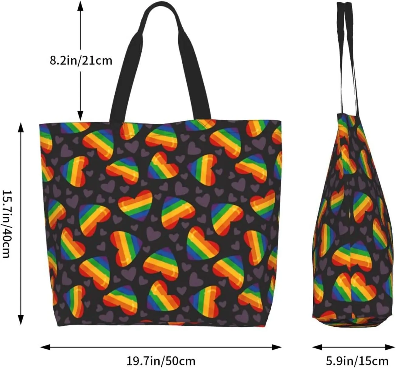 Lgbt Pride Tote Bag For Women Men, Large Beach Travel Reusable Grocery Shopping Bag Rainbow LGBT Pride Shoulder Bag