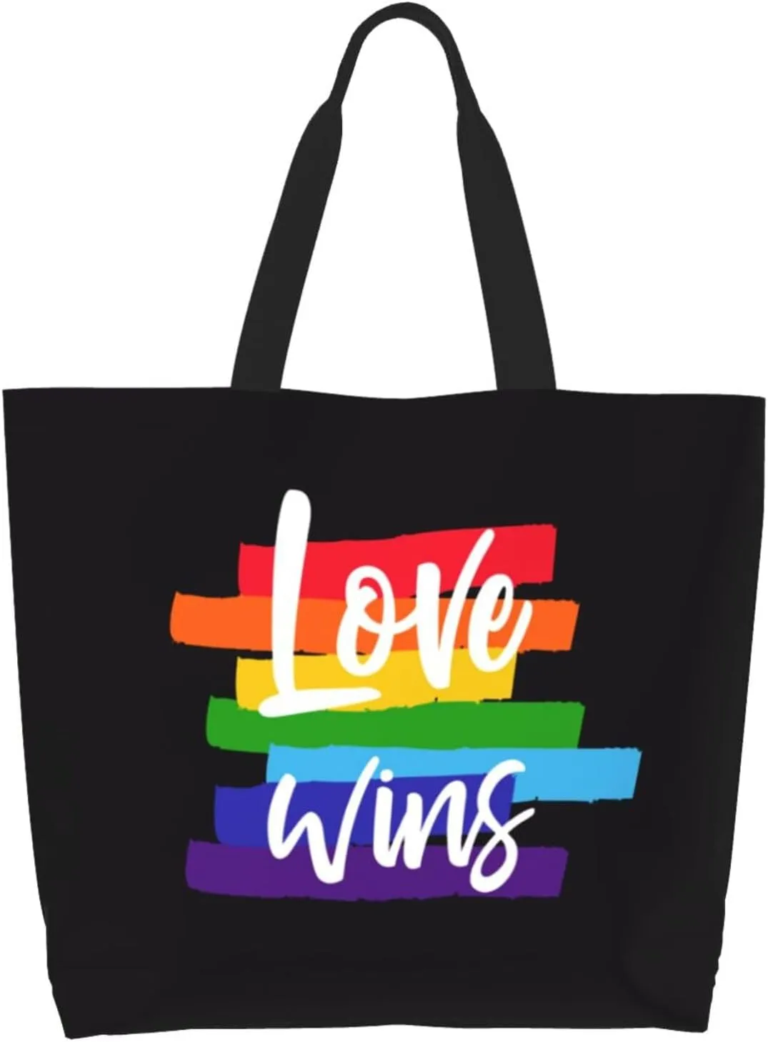 Lgbt Rainbow Hearts Tote Bag For Women MenLGBT Pride Shoulder Bag Rainbow Handbag For Shopping, Work, Travel