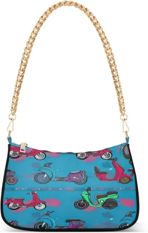 Lively Motorcycles Blue Hand Bag, Purses Trendy