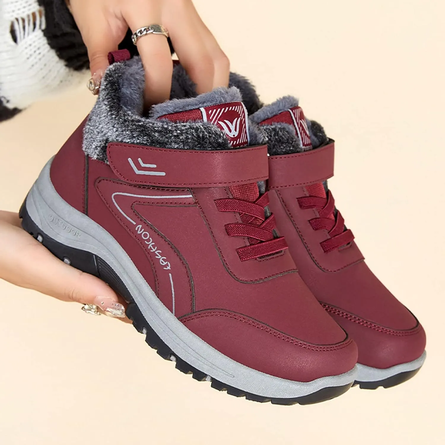 Men Work Boots Wide Width Hiking Sneakers Shoes with Fur Lined Womens Safety Toe Shoes Waterproof Waterproof Outdoor Shoes Lightweight Anti Slip Hike Grounded Footwear
