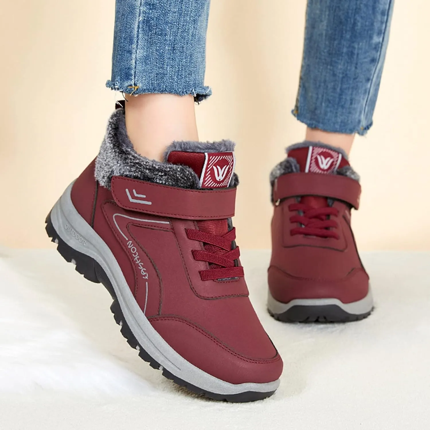 Men Work Boots Wide Width Hiking Sneakers Shoes with Fur Lined Womens Safety Toe Shoes Waterproof Waterproof Outdoor Shoes Lightweight Anti Slip Hike Grounded Footwear