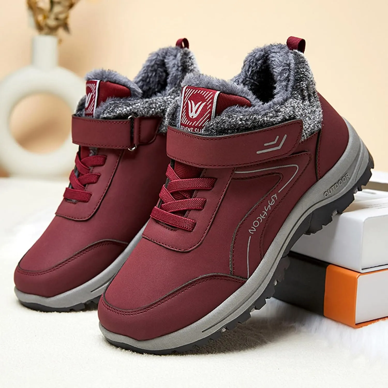 Men Work Boots Wide Width Hiking Sneakers Shoes with Fur Lined Womens Safety Toe Shoes Waterproof Waterproof Outdoor Shoes Lightweight Anti Slip Hike Grounded Footwear