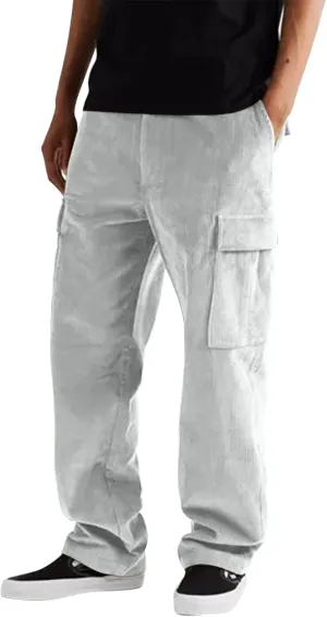Mens Cargo Pants Slim Fit Loose Straight Leg Tactical Pants Stretch Waterproof Multi Pockets Hiking Hunting Pants