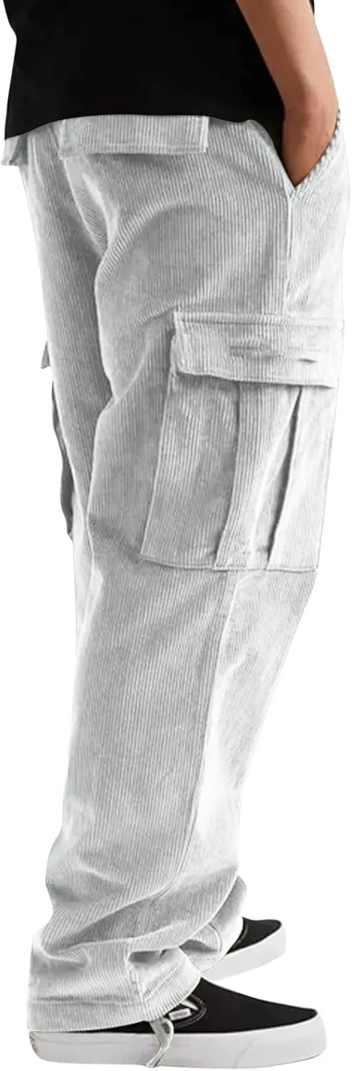 Mens Cargo Pants Slim Fit Loose Straight Leg Tactical Pants Stretch Waterproof Multi Pockets Hiking Hunting Pants