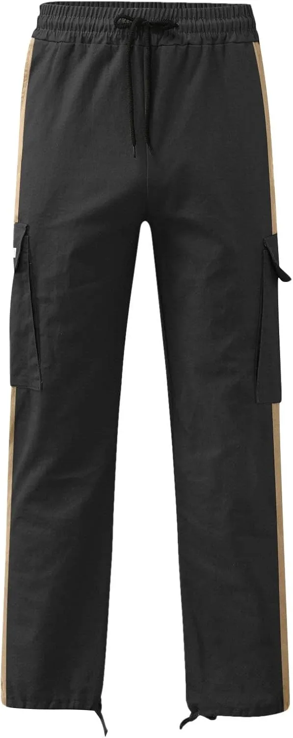 Men's Cargo Sweatpants Loose Fit Pants Joggers for Men with Multi Pockets Casual Drawstring Elastic Waist Stretch Cargo Pants