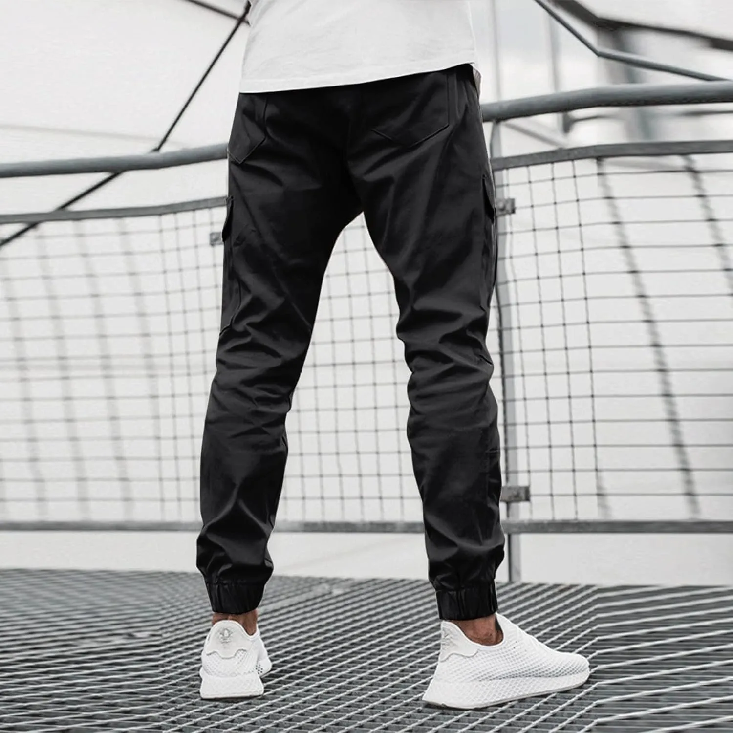 Men's Casual Track Pants Rip Stop Hiking Sweatpants Slim Fit Solid Color Pants Outdoor Flat Front Sports Sweatpant