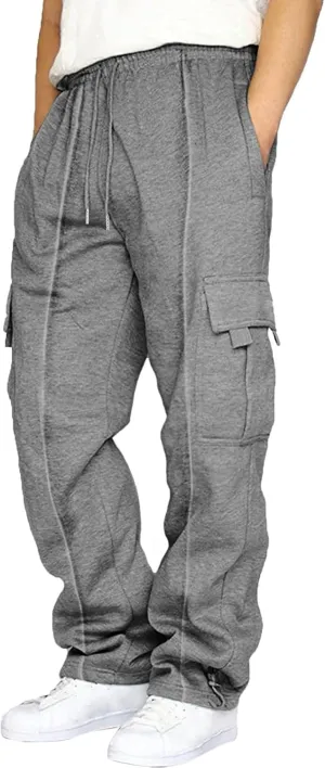 Mens Joggers for Workout Athletic Running Baggy Loose Fit Sweatpants Casual Drawstring Stretch Cargo Pants with Multi Pockets