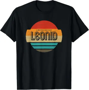 Mens Leonid Name Retro Vintage Sunset Limited Edition T-Shirt