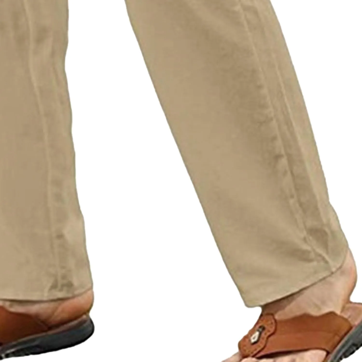Men's Linen Casual Long Pants Loose Lightweight Yoga Beach Slack Elastic Waist Wide Straight Trousers