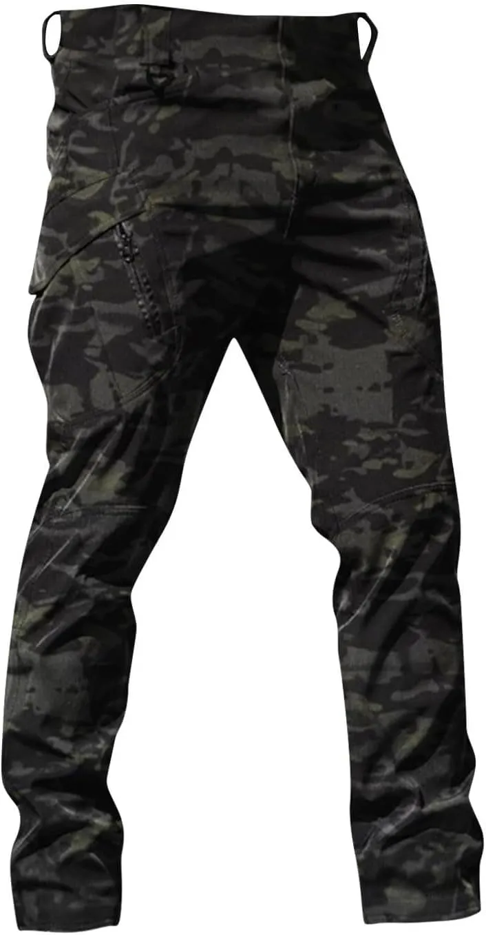 Mens Outdoor Hiking Pants Tactical Military Cargo Pants Slim Fit Waterproof Pant Quick Dry Sweatpants Multi Pockets