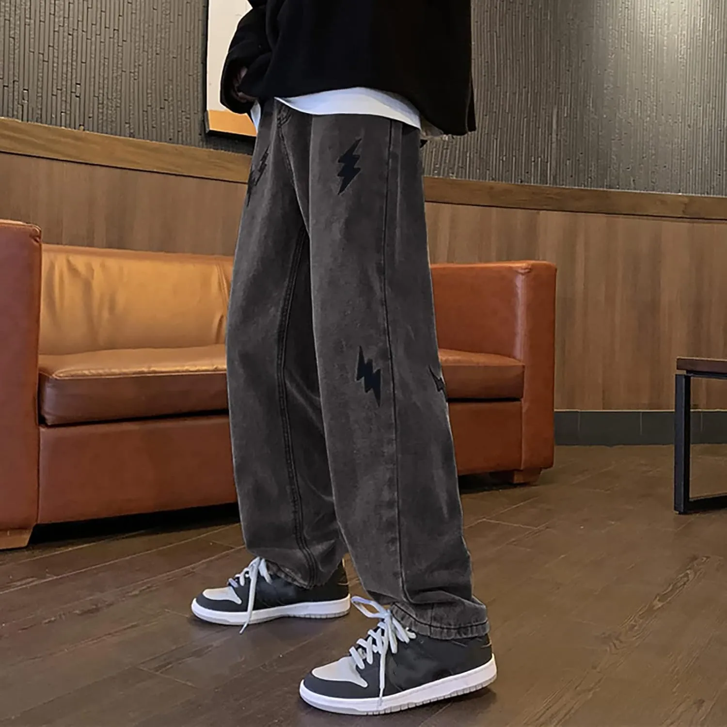 Mens Pants Jeans Slim Fit Low Rise Vintage Classic Track Jean Pants Comfort Flex Denim Pants with Pockets