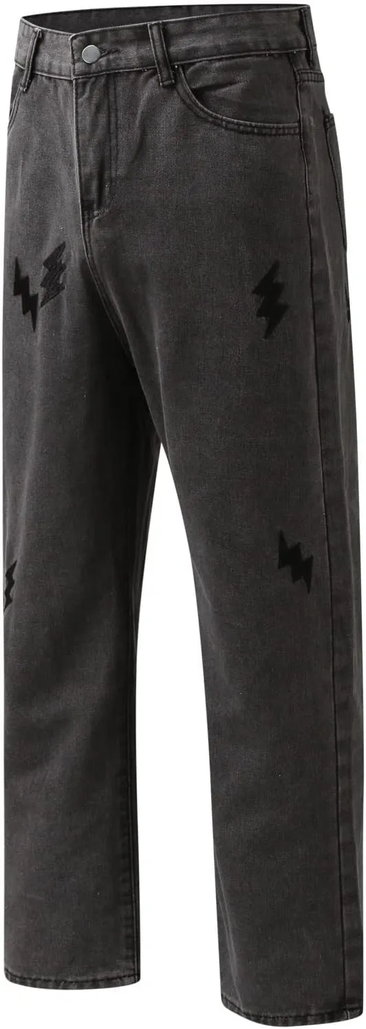 Mens Pants Jeans Slim Fit Low Rise Vintage Classic Track Jean Pants Comfort Flex Denim Pants with Pockets