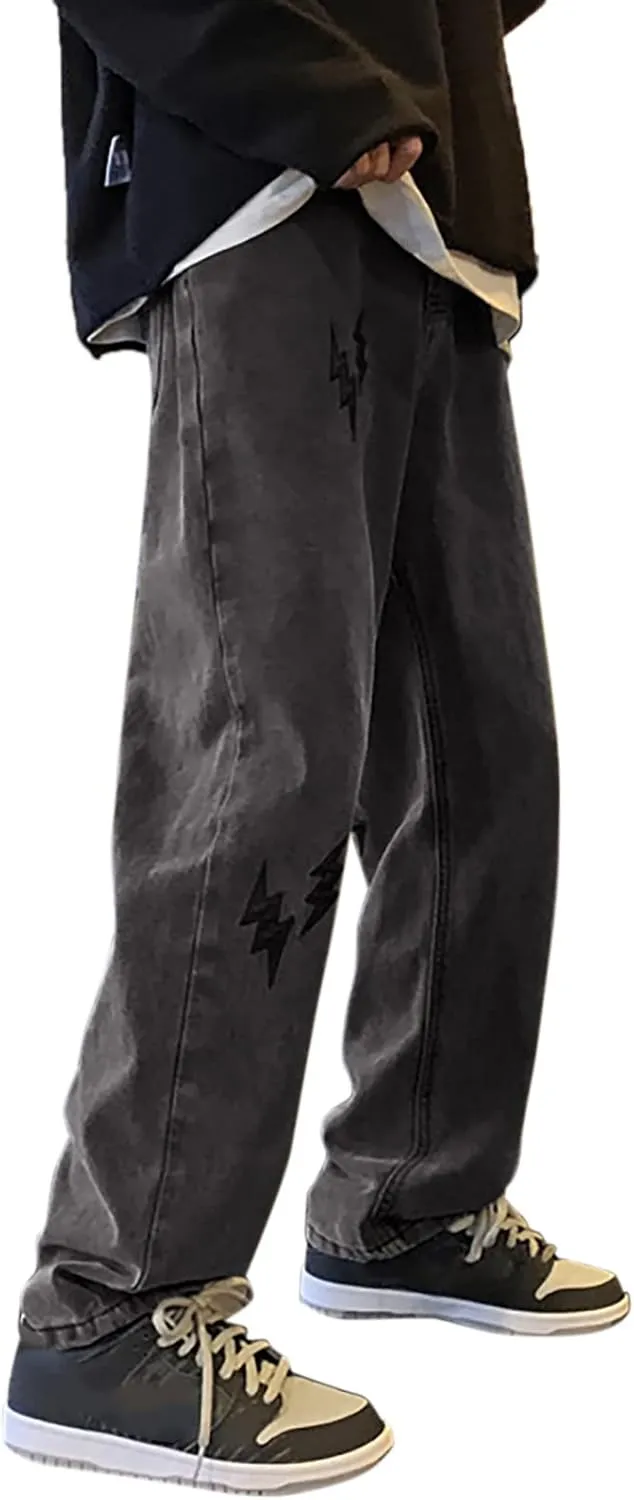 Mens Pants Jeans Slim Fit Low Rise Vintage Classic Track Jean Pants Comfort Flex Denim Pants with Pockets
