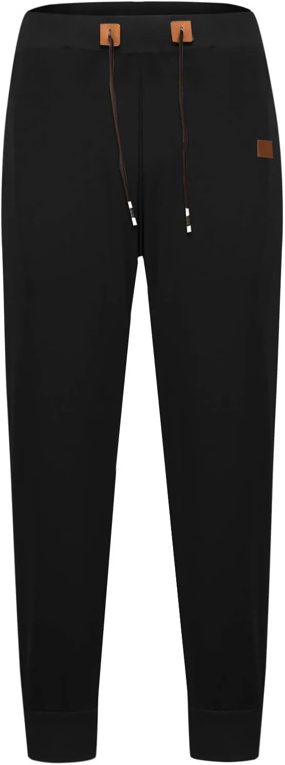 Mens Simple Pants Casual Trendy Elastic Waist Workout Trousers Tapered Heavyweight Work Drawstring Pants with Pockets