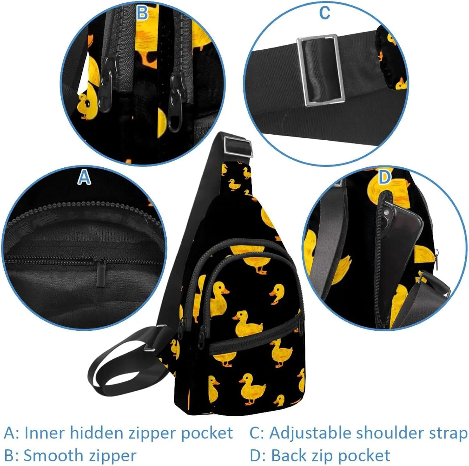 Men's Sling Backpack, Yellow cheerful ducklings (3)